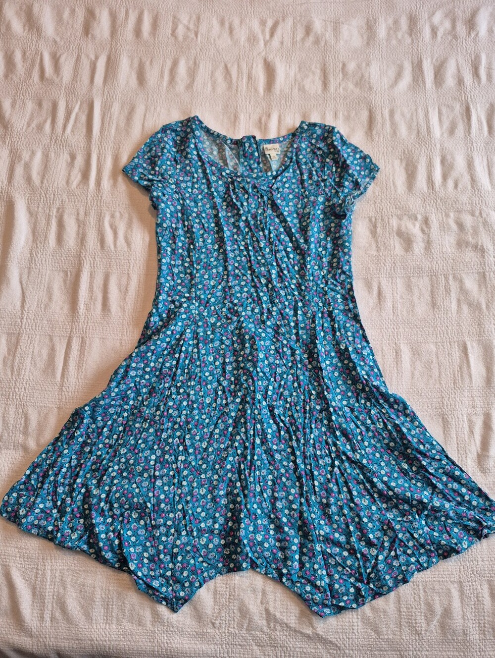 Mudd girls size 10 kerchief bottom dress, back zip EUC or better teal floral
